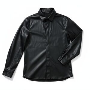 Men's Black Faux Leather Shirt